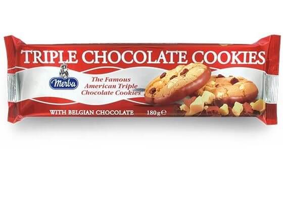 MERBA TRIPLE CHOCOLATE COOKIES 180G